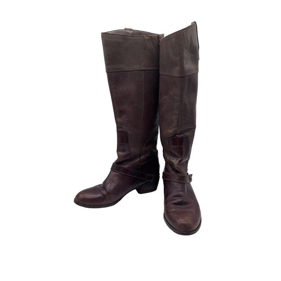 Sam Edelman Women’s size 7B Croc Embossed Leather back zip Boots - Picture 1 of 13